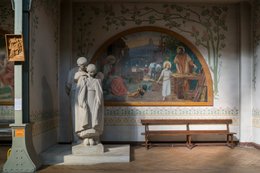Art-Nouveau;-Carpenters-union;-Carpentry-workshop;-Holy-Family;-Jules-Astruc;-Kaleidos;-Kaleidos-images;-La-parole-à-limage;-Mural-painting;-Nazareth;-Notre-Dame-du-Travail-church;-Parisian-heritage;-Places-of-worship;-Plaster-statue;-Saint-Joseph;-Stories-Pictures;-Tarek-Charara